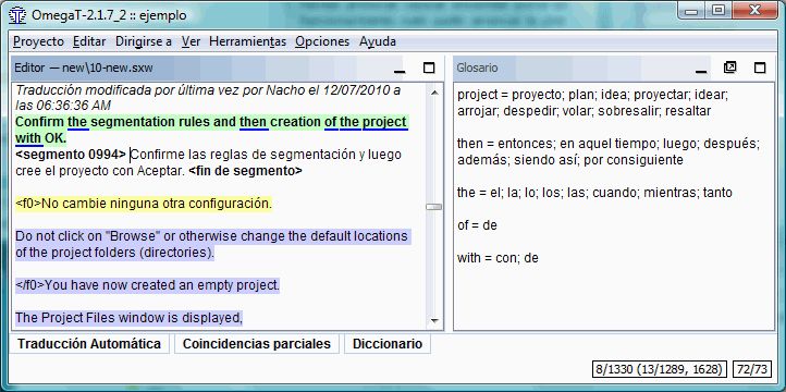 formato de ejemplo de glosario